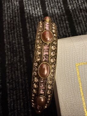 Heidi Daus Pink and Gold Jeweled Bangle Bracelet